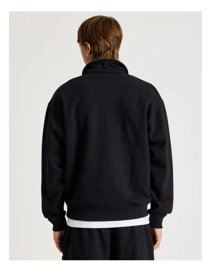 Graffiti Logo 1/4 Zip Collared Sweater in Black image 4