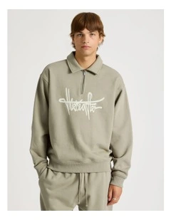 Graffiti Logo 1/4 Zip Collared Sweater in Sand