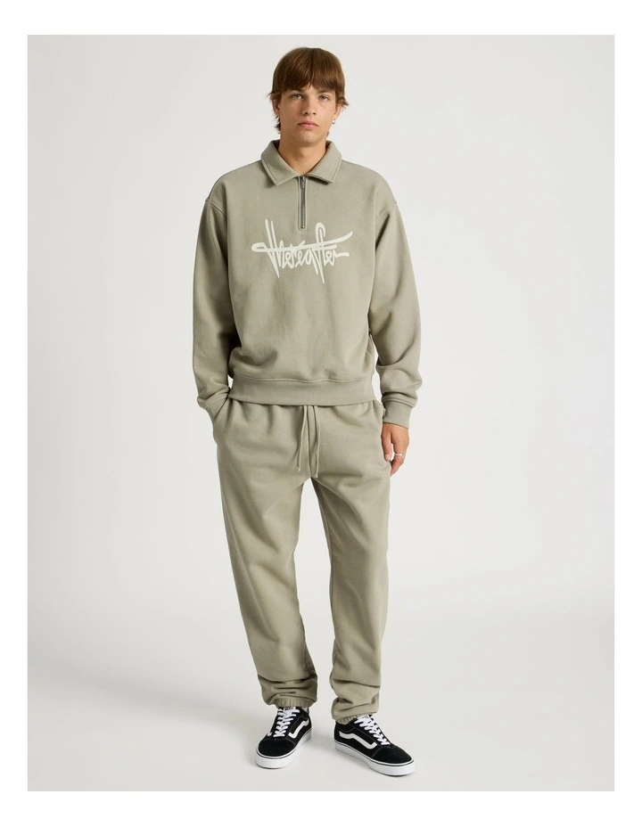 Graffiti Logo 1/4 Zip Collared Sweater in Sand image 2