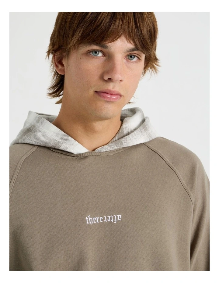 Check Hood Double Layer Fleece Sweat in Sand image 3