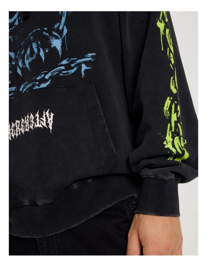 Panther Printed Hooded Sweat in Black image 4