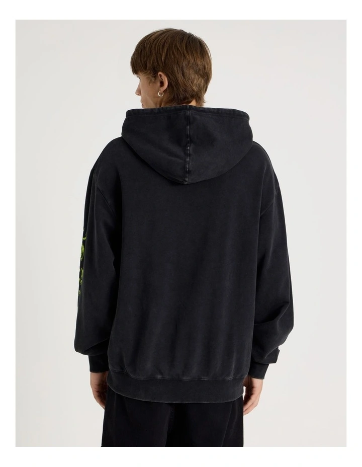 Panther Printed Hooded Sweat in Black image 6