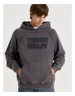 Burn Out Hooded Sweat in Charcoal