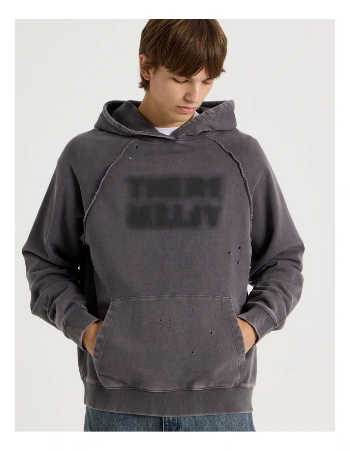 Burn Out Hooded Sweat in Charcoal image 1