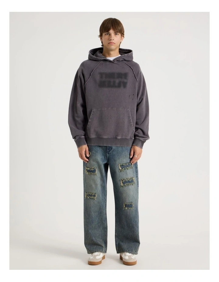 Burn Out Hooded Sweat in Charcoal image 2