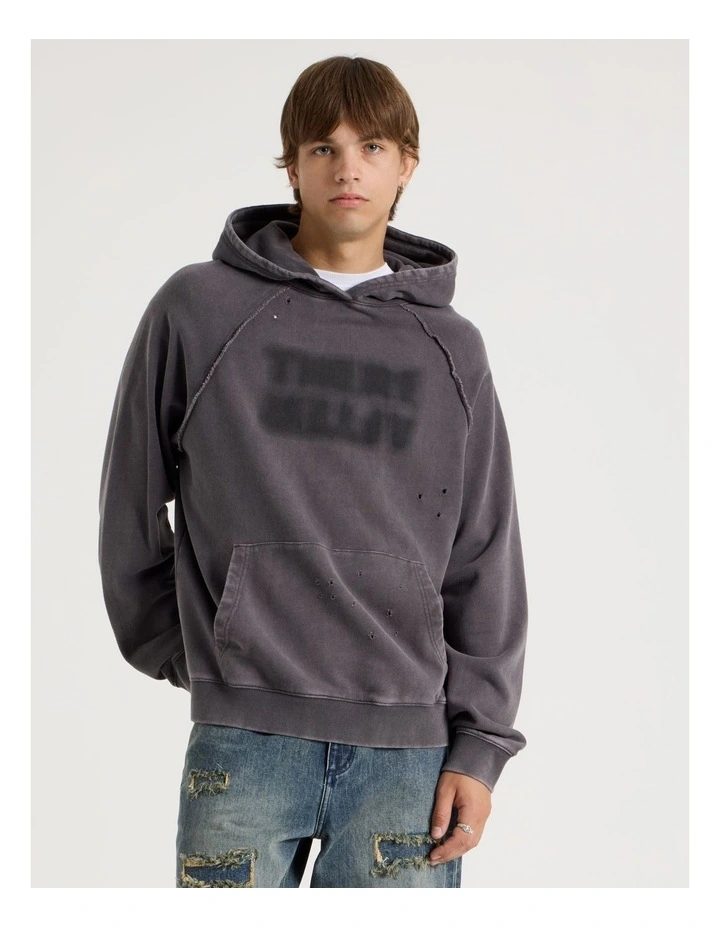 Burn Out Hooded Sweat in Charcoal image 3