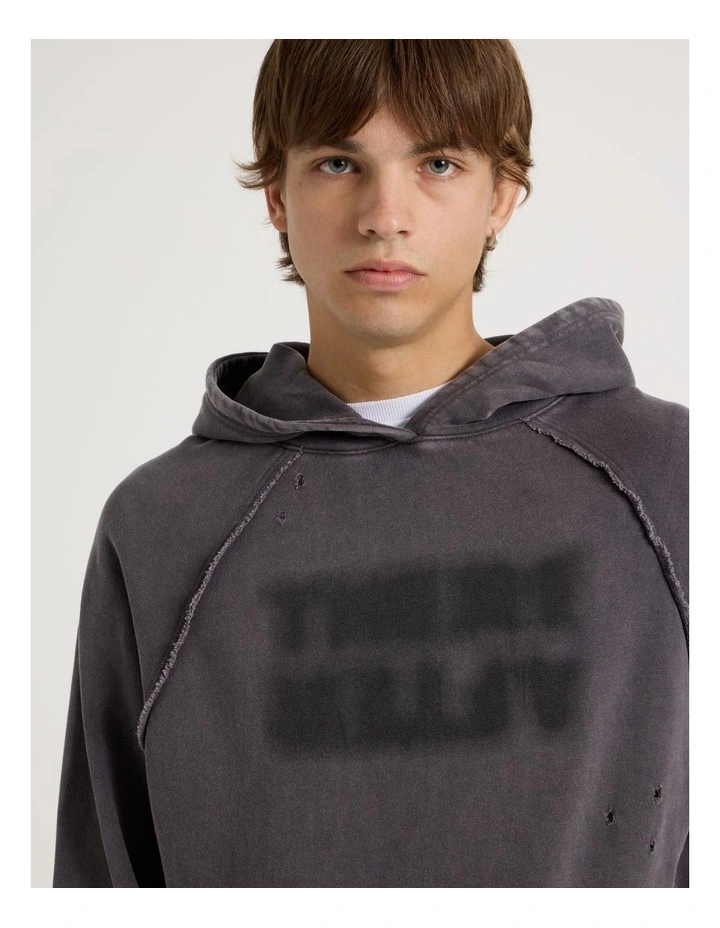 Burn Out Hooded Sweat in Charcoal image 4
