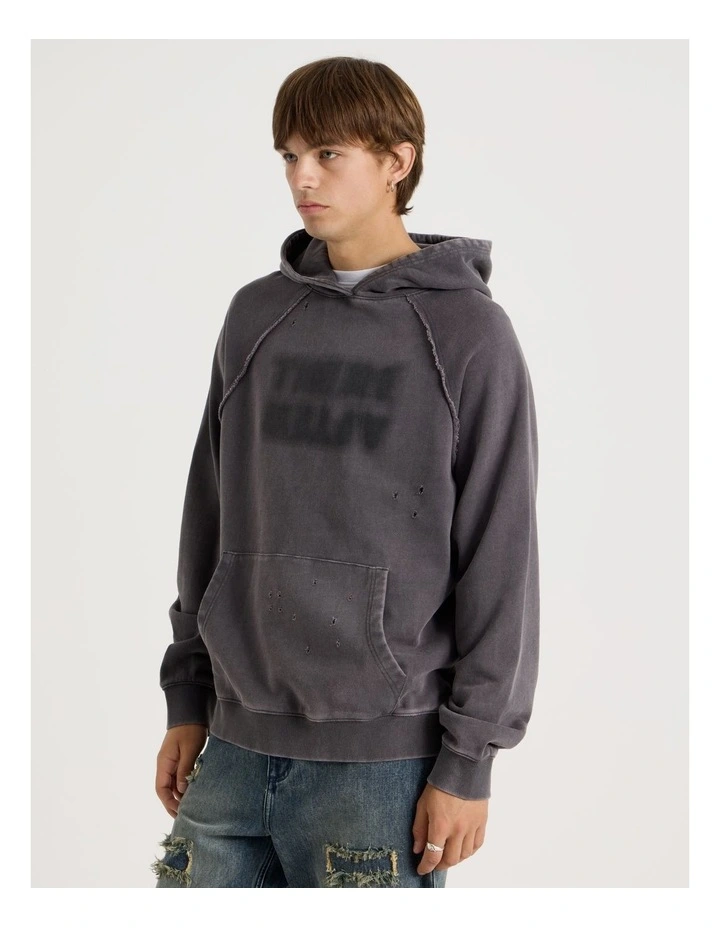 Burn Out Hooded Sweat in Charcoal image 5