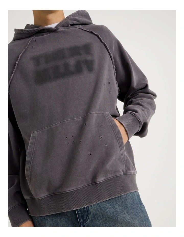 Burn Out Hooded Sweat in Charcoal image 7