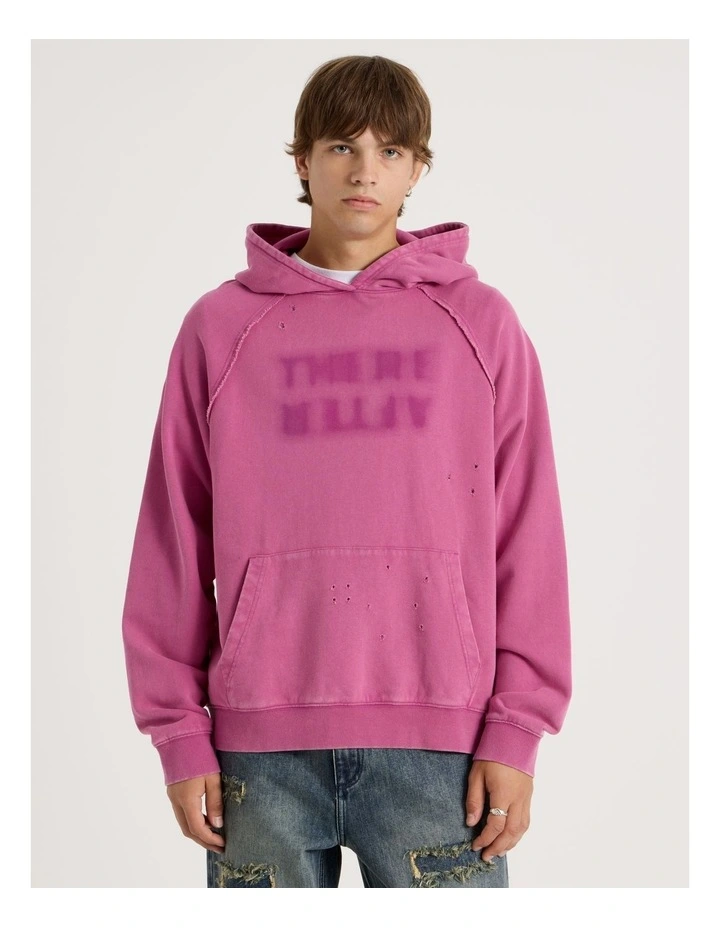 Burn Out Hooded Sweat in Pink image 1