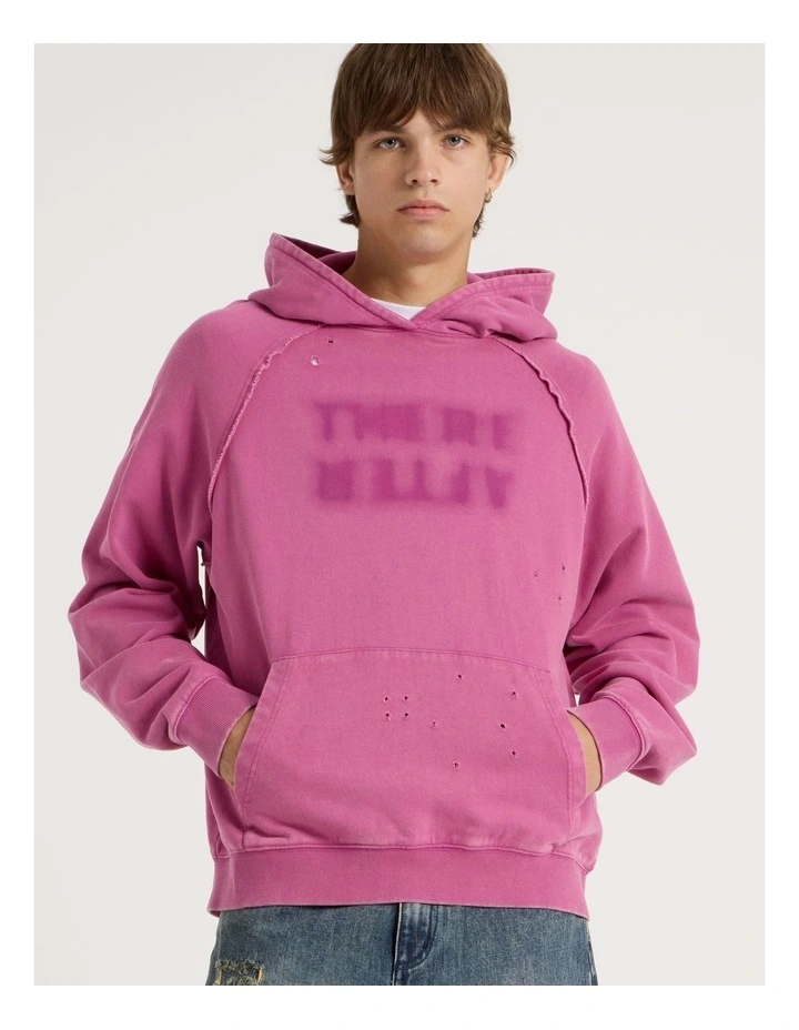 Burn Out Hooded Sweat in Pink image 2