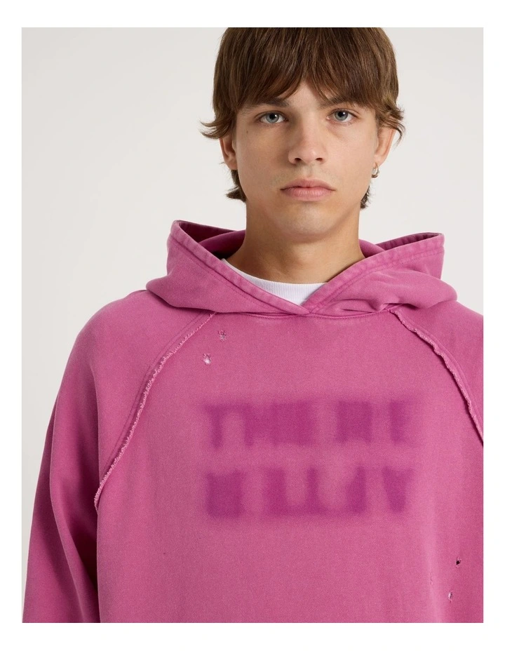 Burn Out Hooded Sweat in Pink image 4