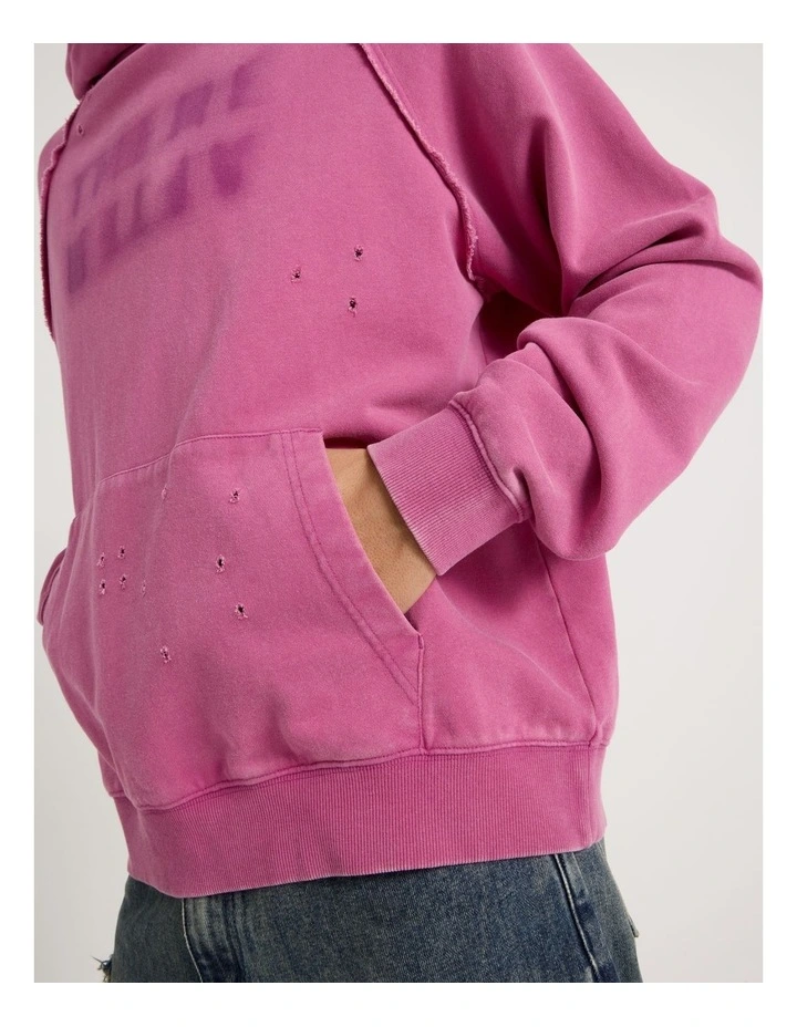 Burn Out Hooded Sweat in Pink image 7