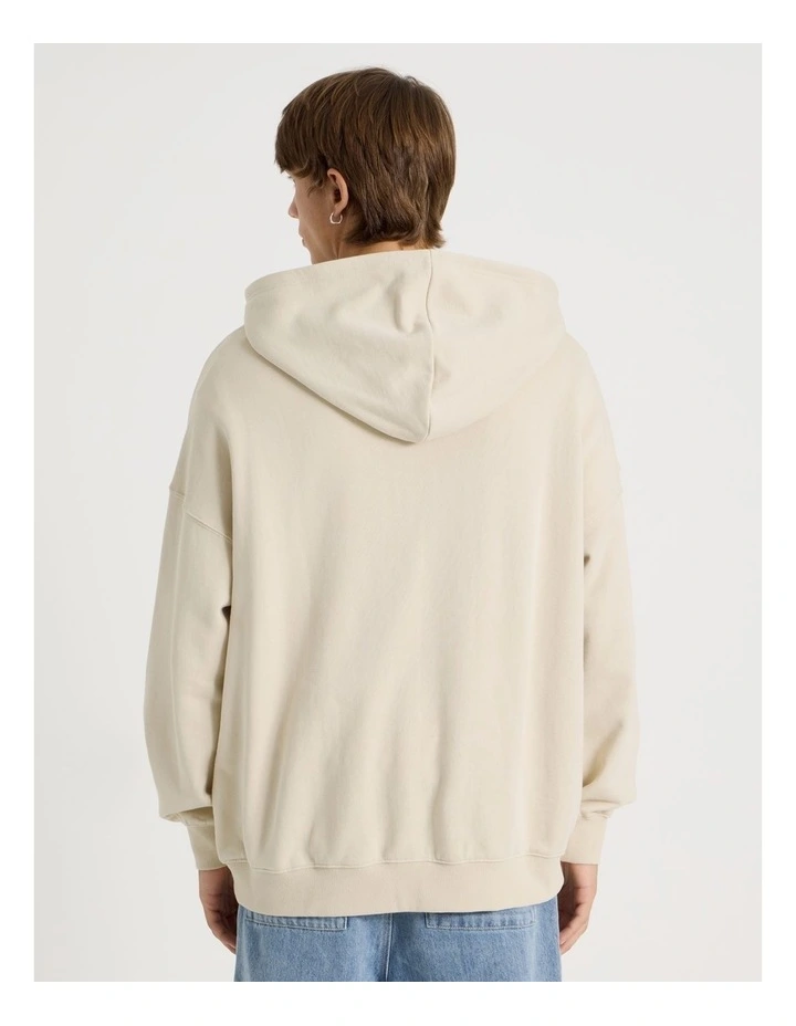 1/4 Zip Hooded Sweat in Stone image 6