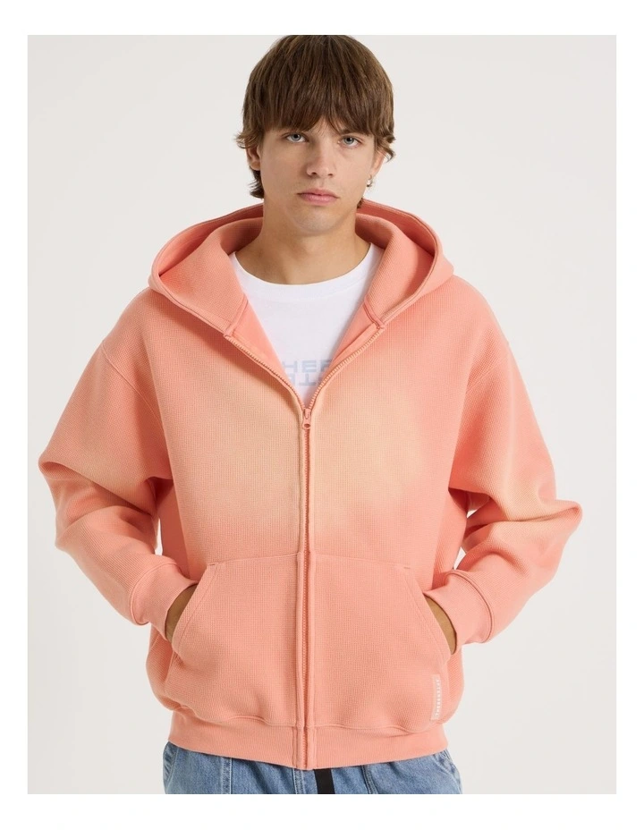 Waffle Hooded Sweat in Pink image 4