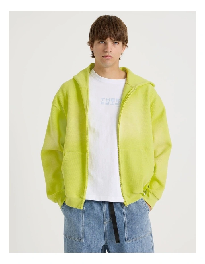 Waffle Hooded Sweat in Lime image 3