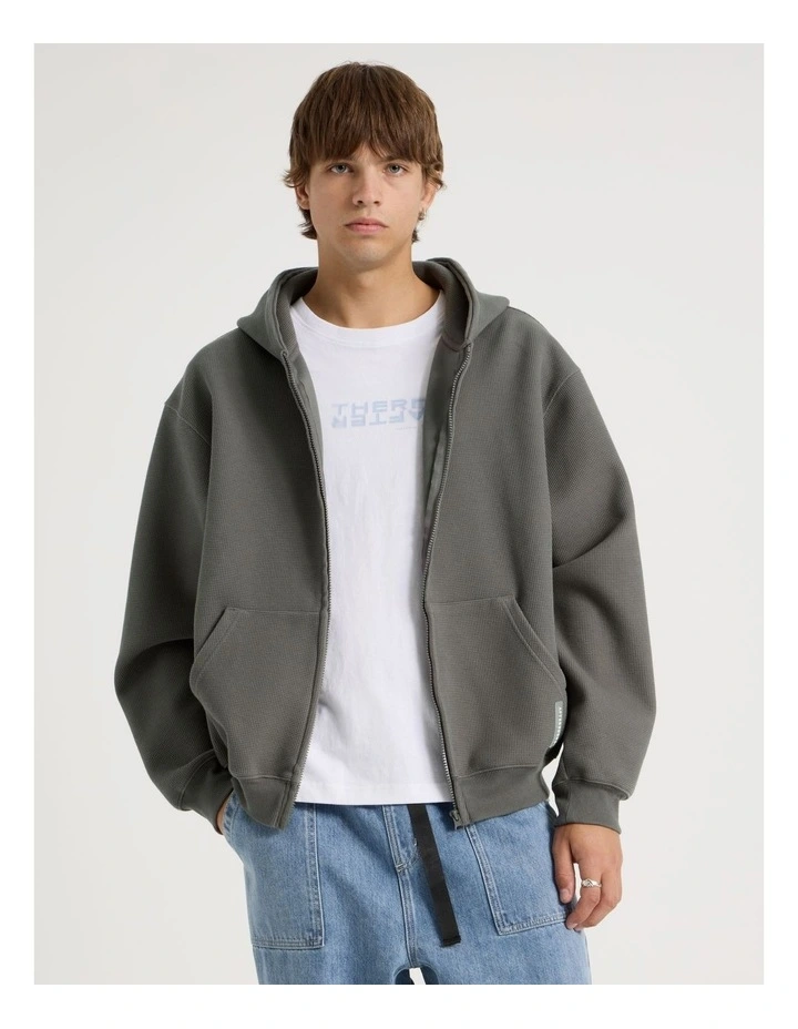 Waffle Hooded Sweat in Charcoal image 1