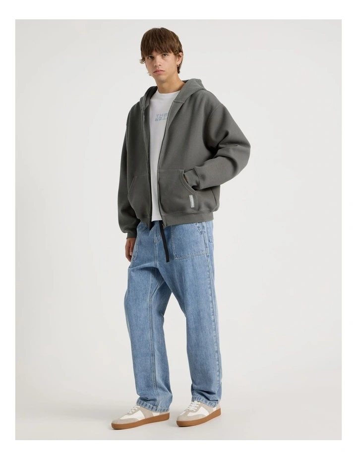 Waffle Hooded Sweat in Charcoal image 2