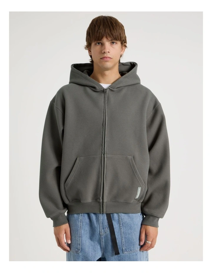 Waffle Hooded Sweat in Charcoal image 3