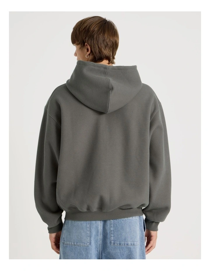 Waffle Hooded Sweat in Charcoal image 6