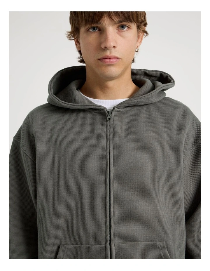 Waffle Hooded Sweat in Charcoal image 7