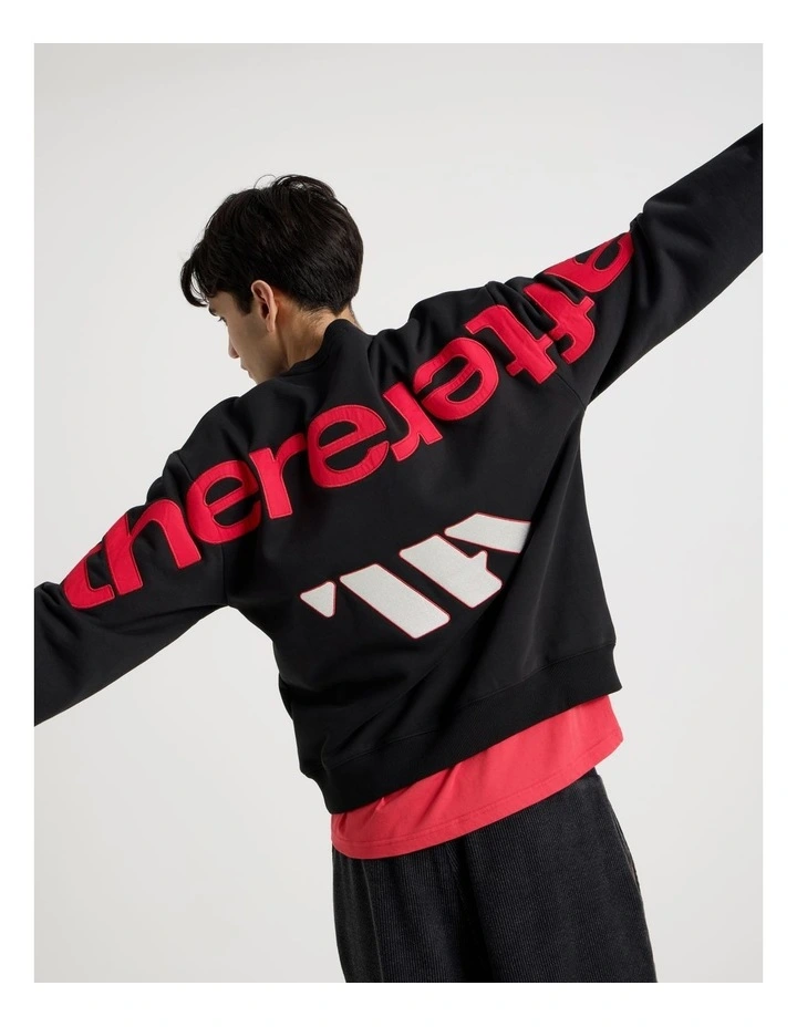 Oversized Applique Crew Sweat in Black image 7