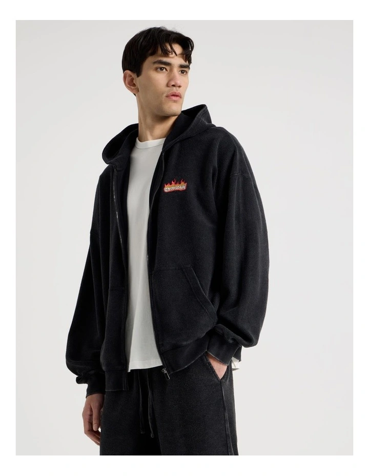 Oversized Terry Hooded Sweat in Black image 3