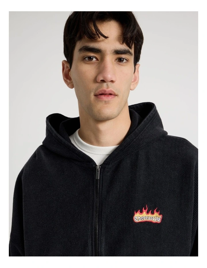 Oversized Terry Hooded Sweat in Black image 5