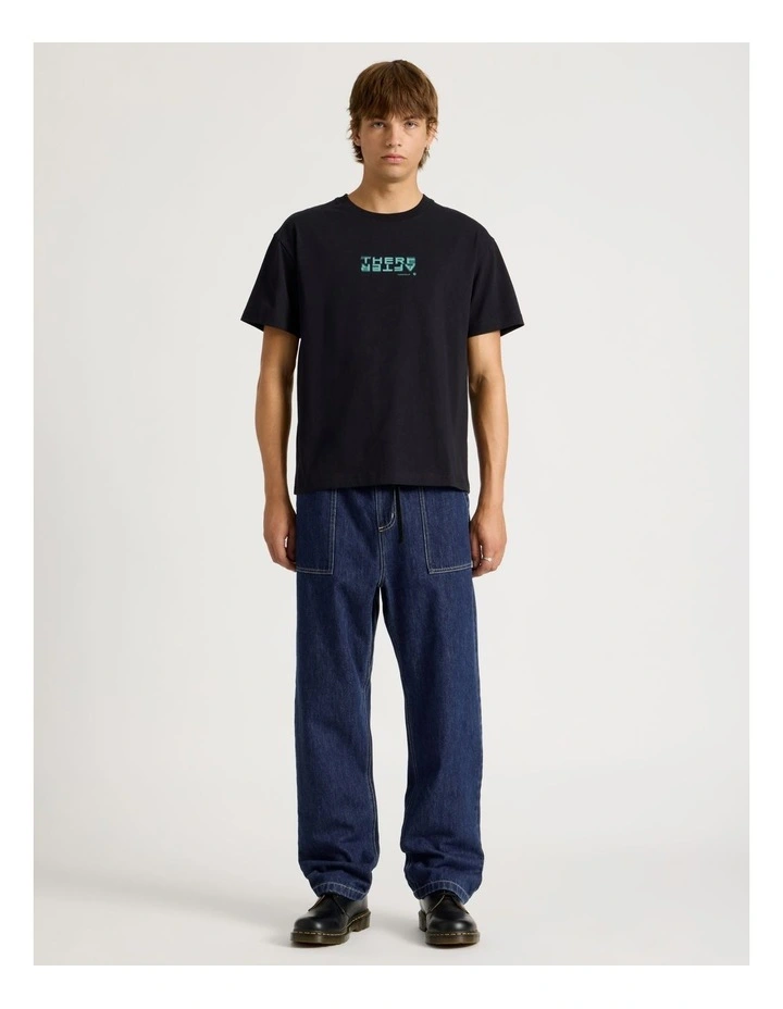 Core Logo Boxy Fit Short Sleeve Tee in Black image 3