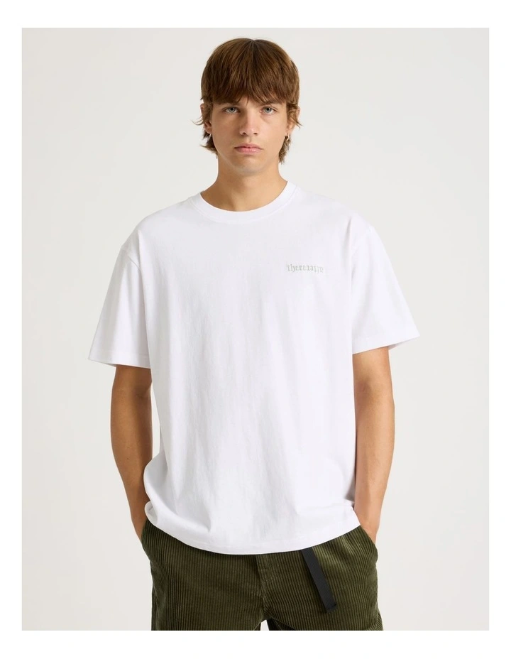 Core Embroidered Logo Oversized Short Sleeve Tee in White image 1