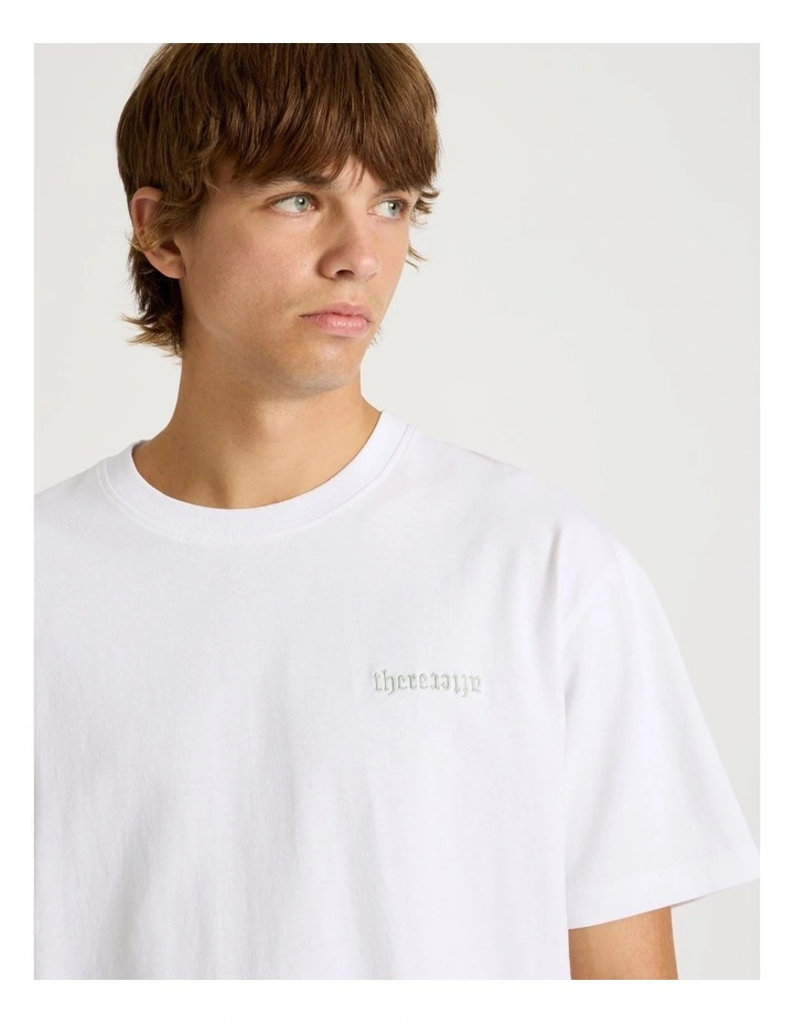 Core Embroidered Logo Oversized Short Sleeve Tee in White image 2