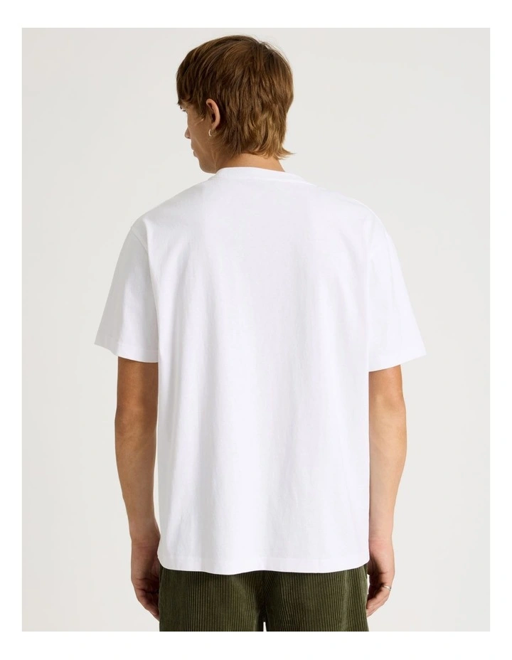 Core Embroidered Logo Oversized Short Sleeve Tee in White image 6