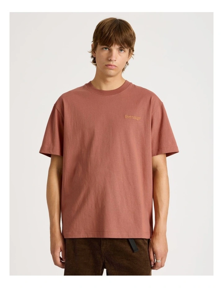 Core Embroidered Logo Oversized Short Sleeve Tee in Burnt Orange image 1