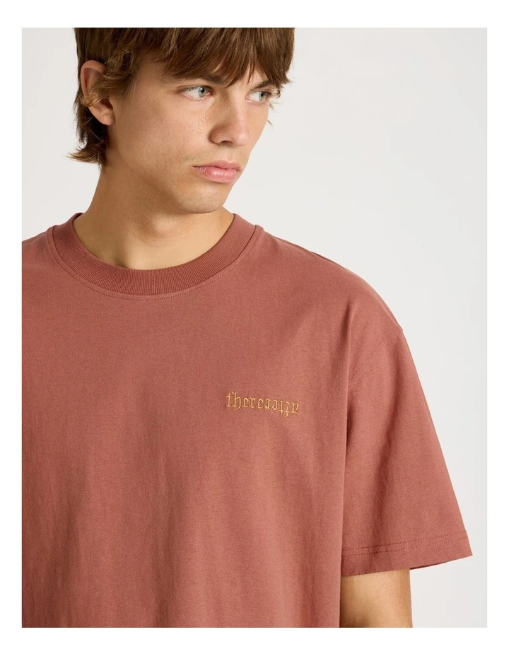 Core Embroidered Logo Oversized Short Sleeve Tee in Burnt Orange image 2