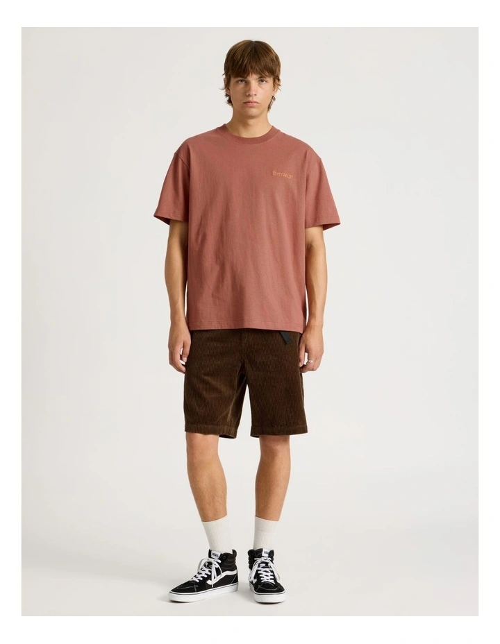 Core Embroidered Logo Oversized Short Sleeve Tee in Burnt Orange image 3