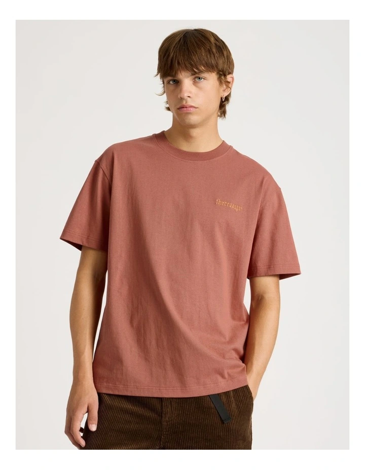 Core Embroidered Logo Oversized Short Sleeve Tee in Burnt Orange image 4