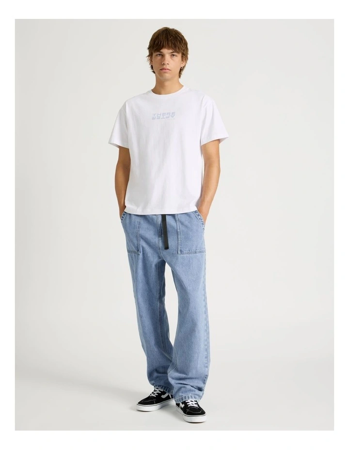 Core Logo Boxy Fit Short Sleeve Tee in White image 2