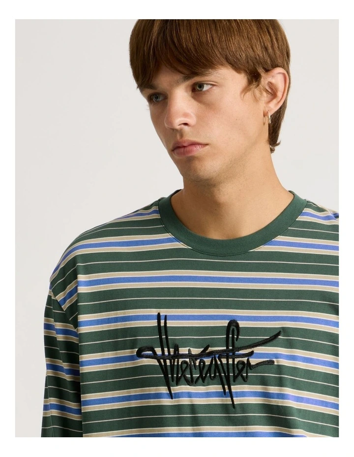 Striped Long Sleeve Tee in Green image 2
