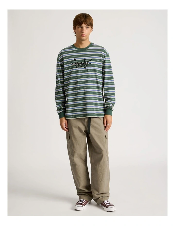 Striped Long Sleeve Tee in Green image 3