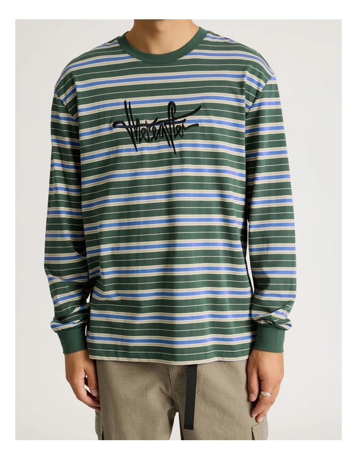 Striped Long Sleeve Tee in Green image 4