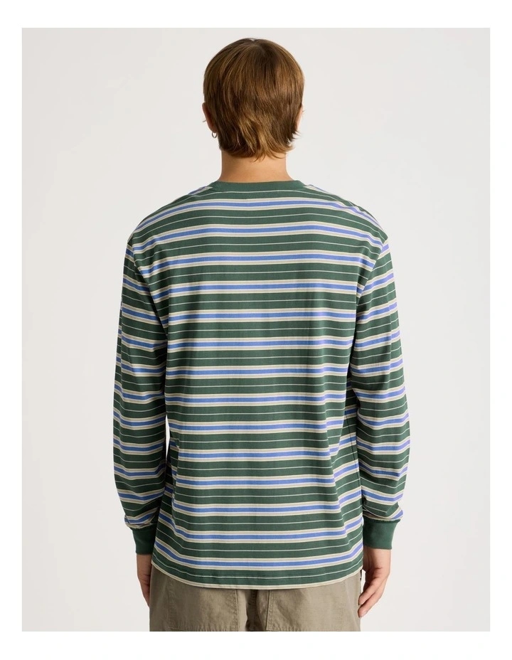 Striped Long Sleeve Tee in Green image 5