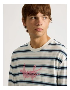 Striped Long Sleeve Tee in White