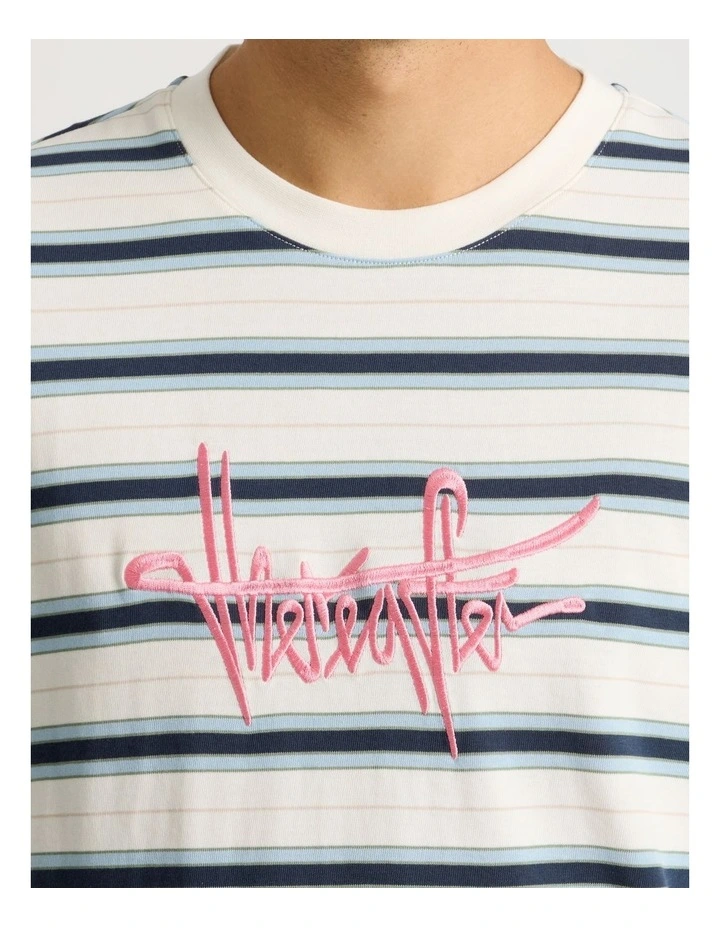 Striped Long Sleeve Tee in White image 4