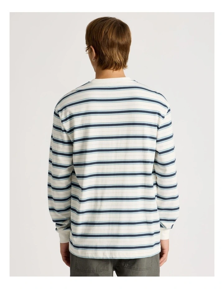Striped Long Sleeve Tee in White image 5