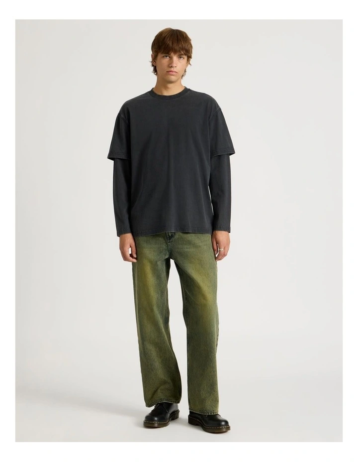 Double Layer Long Sleeve Tee in Charcoal image 2