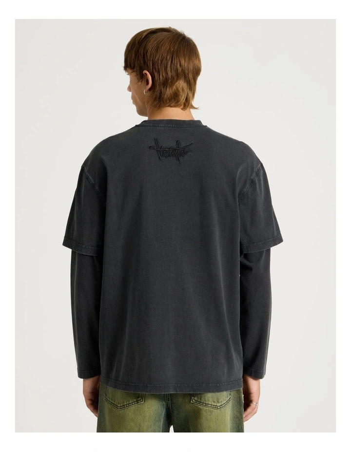 Double Layer Long Sleeve Tee in Charcoal image 6