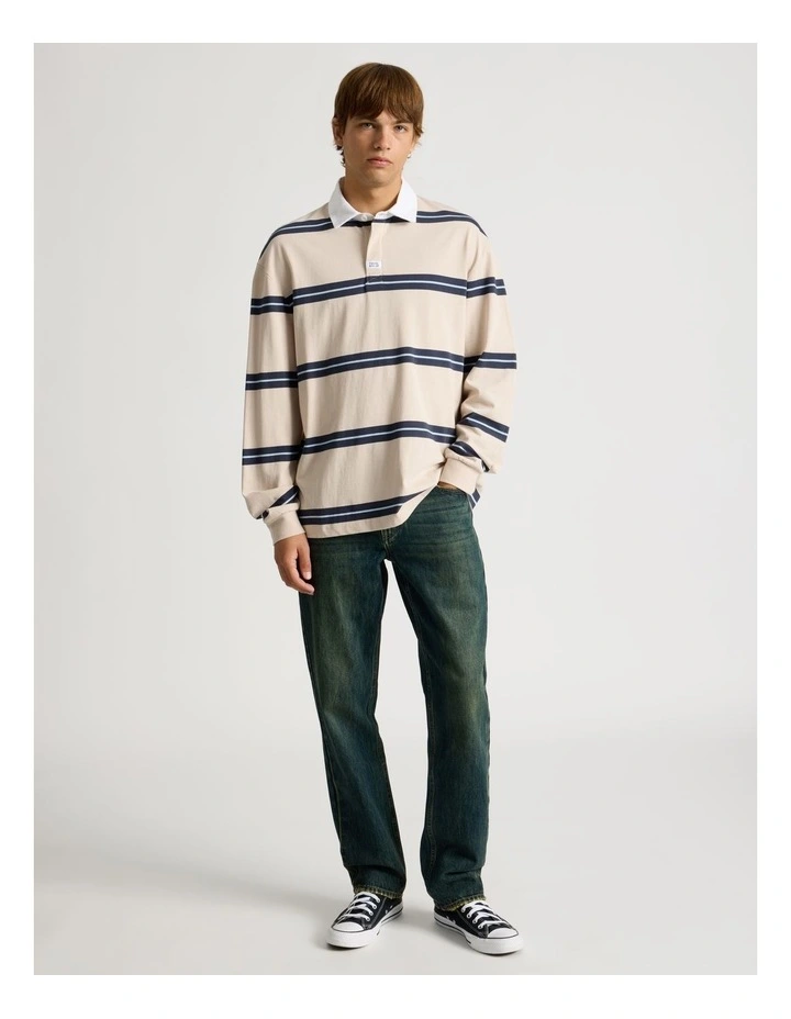 Striped Long Sleeve Rubgy Polo Stone image 3