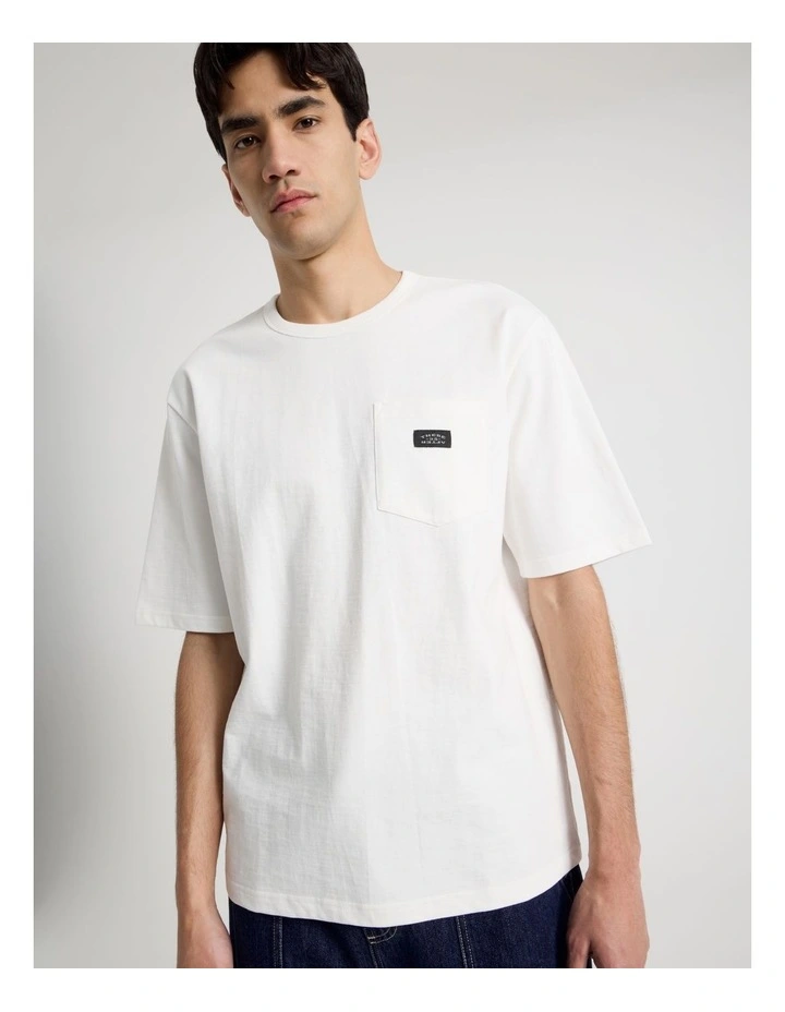 Pocket Slub Short Sleeve Tee in White image 4