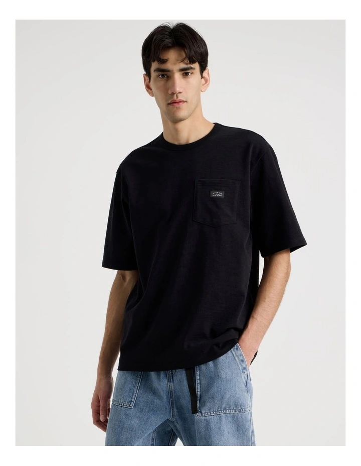 Pocket Slub Short Sleeve Tee in Black image 1