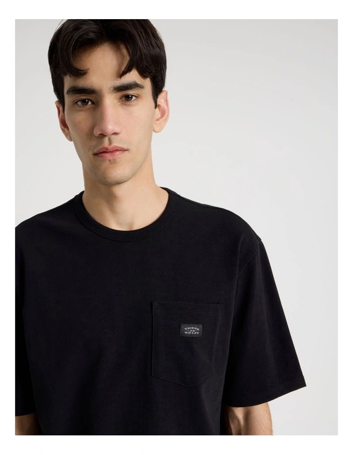 Pocket Slub Short Sleeve Tee in Black image 2